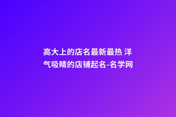 高大上的店名最新最热 洋气吸睛的店铺起名-名学网-第1张-店铺起名-玄机派